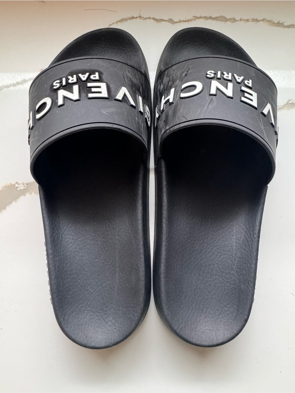 Givenchy Paris Logo Rubber Slides - Black/White - Picture 2 of 5